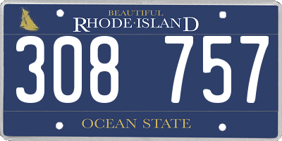 RI license plate 308757
