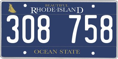 RI license plate 308758