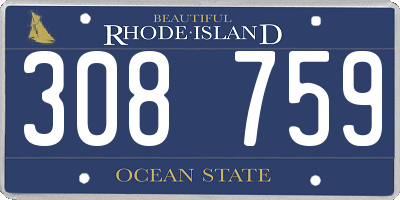 RI license plate 308759