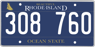 RI license plate 308760
