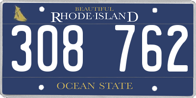 RI license plate 308762