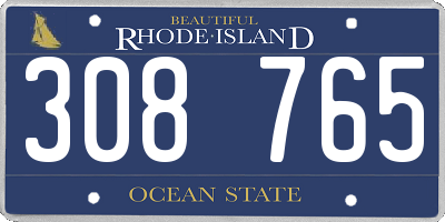 RI license plate 308765