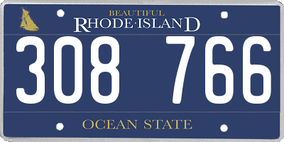 RI license plate 308766