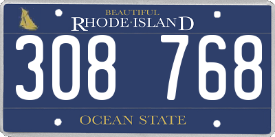 RI license plate 308768