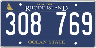 RI license plate 308769