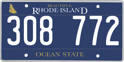 RI license plate 308772