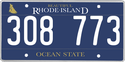 RI license plate 308773