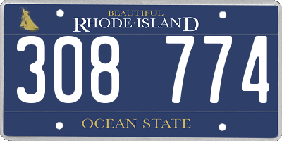 RI license plate 308774