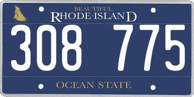 RI license plate 308775