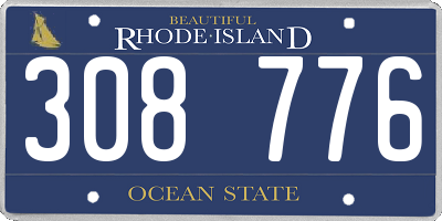 RI license plate 308776