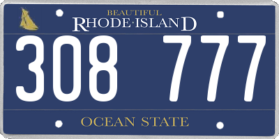 RI license plate 308777