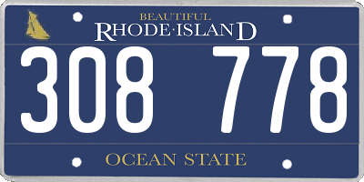 RI license plate 308778