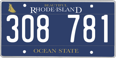 RI license plate 308781