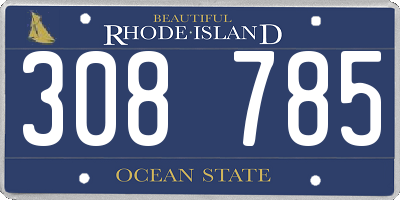 RI license plate 308785
