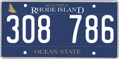 RI license plate 308786
