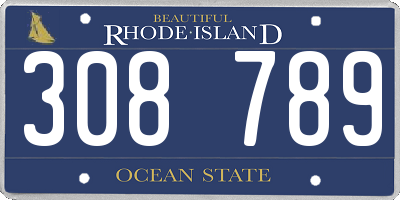 RI license plate 308789