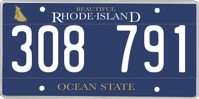 RI license plate 308791