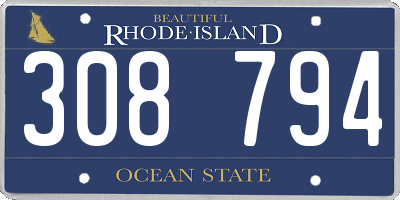 RI license plate 308794
