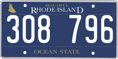 RI license plate 308796