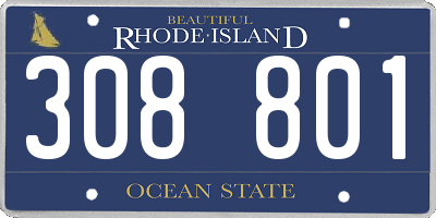 RI license plate 308801