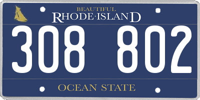RI license plate 308802