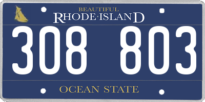 RI license plate 308803