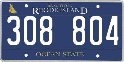 RI license plate 308804