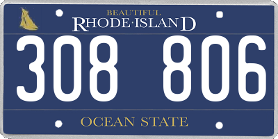 RI license plate 308806