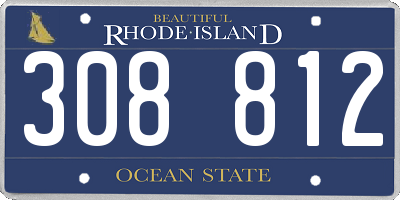 RI license plate 308812