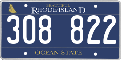 RI license plate 308822
