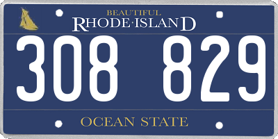 RI license plate 308829