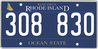 RI license plate 308830