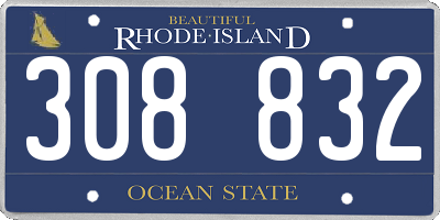 RI license plate 308832