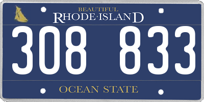 RI license plate 308833