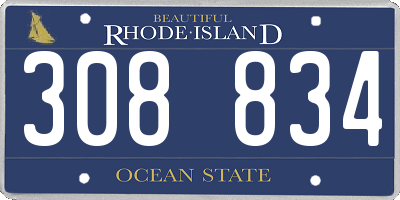 RI license plate 308834