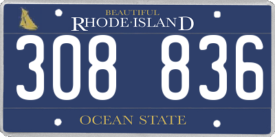 RI license plate 308836