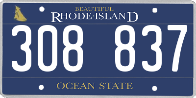 RI license plate 308837