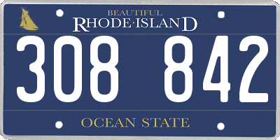 RI license plate 308842