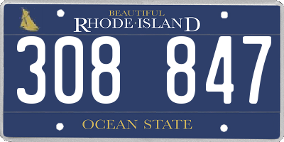 RI license plate 308847