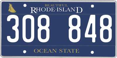 RI license plate 308848
