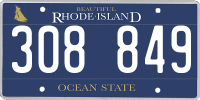 RI license plate 308849