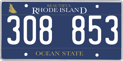 RI license plate 308853
