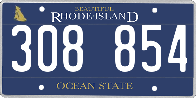 RI license plate 308854