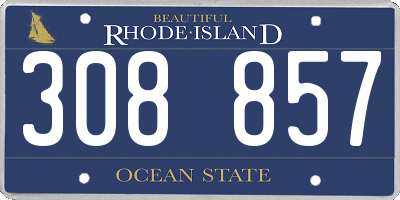 RI license plate 308857
