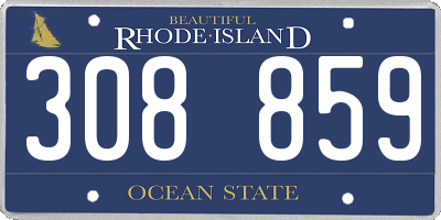 RI license plate 308859