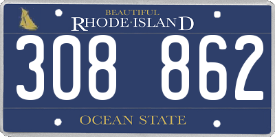 RI license plate 308862