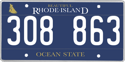 RI license plate 308863