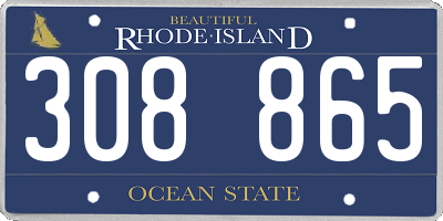 RI license plate 308865