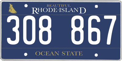 RI license plate 308867