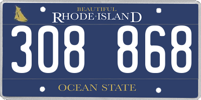 RI license plate 308868